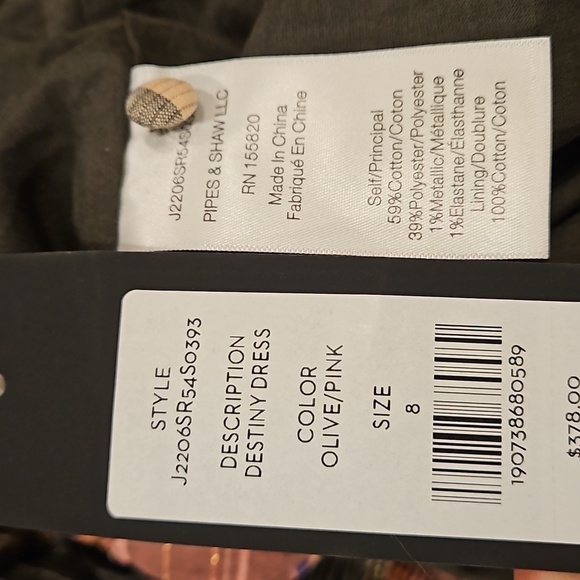 💕VERONICA BEARD💕 Destiny Crinkle Plaid A-Line Dress ~ Olive Green/Pink 8 NWT - Picture 16 of 16